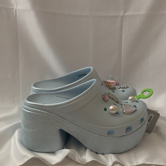 CROCS x DISNEY Cinderella Platform Clogs in Baby Blue Sz 8 - Picture 6 of 6